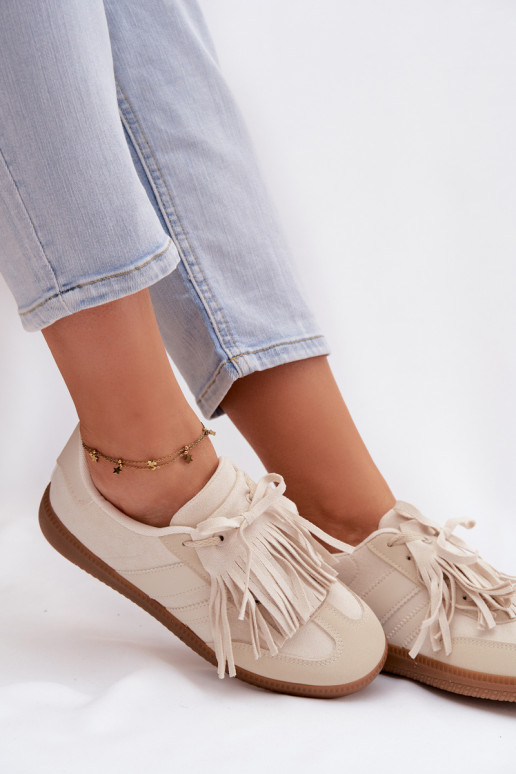 Women's Sneakers With Fringes Beige Dorivelle