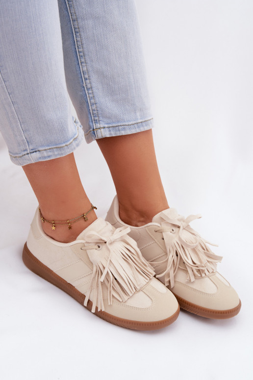 Women's Sneakers With Fringes Beige Dorivelle