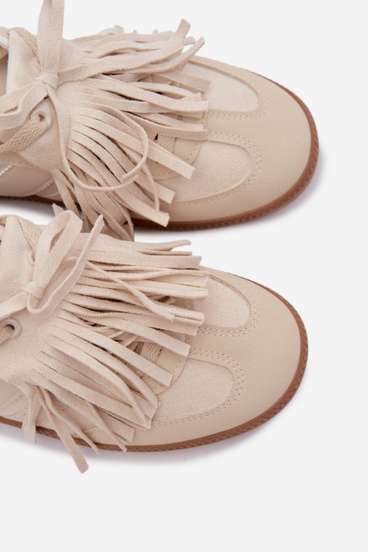 Women's Sneakers With Fringes Beige Dorivelle