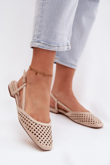 Perforated Beige Eco Suede Ballerinas Farivelle 2