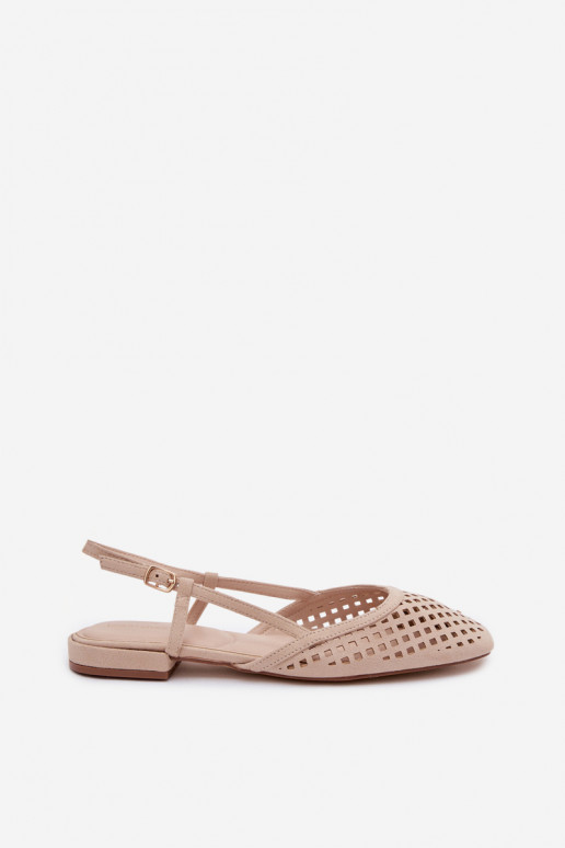 Perforated Beige Eco Suede Ballerinas Farivelle