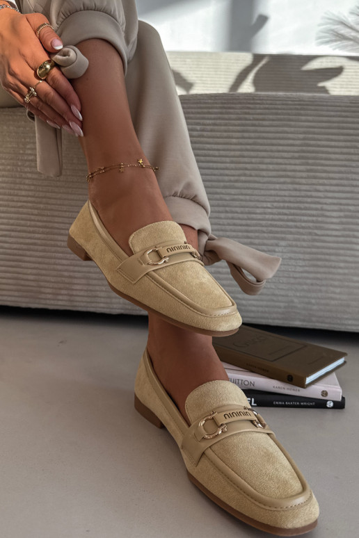 Women s Loafers Moccasins with Decorative Element Yellow Evelora