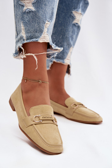 Women s Loafers Moccasins with Decorative Element Yellow Evelora 2