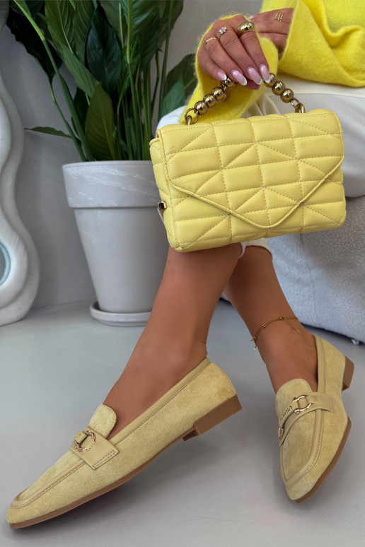 Women s Loafers Moccasins with Decorative Element Yellow Evelora