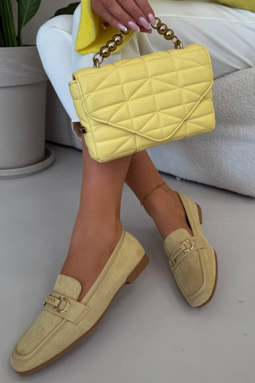 Women s Loafers Moccasins with Decorative Element Yellow Evelora