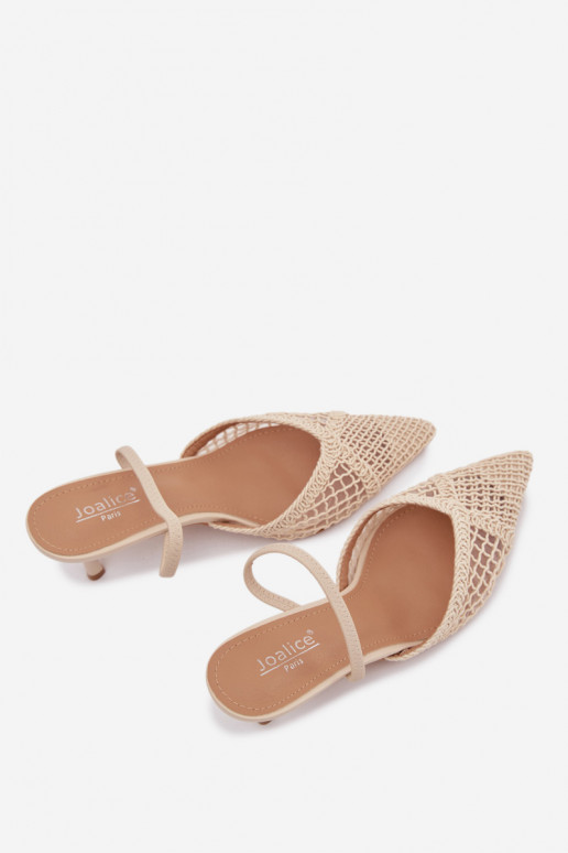 Woven Sandals on Stiletto Light Beige Hanelis
