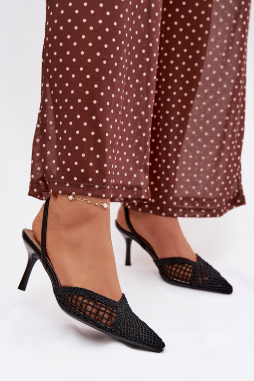Woven Sandals on Heel Black Hanelis
