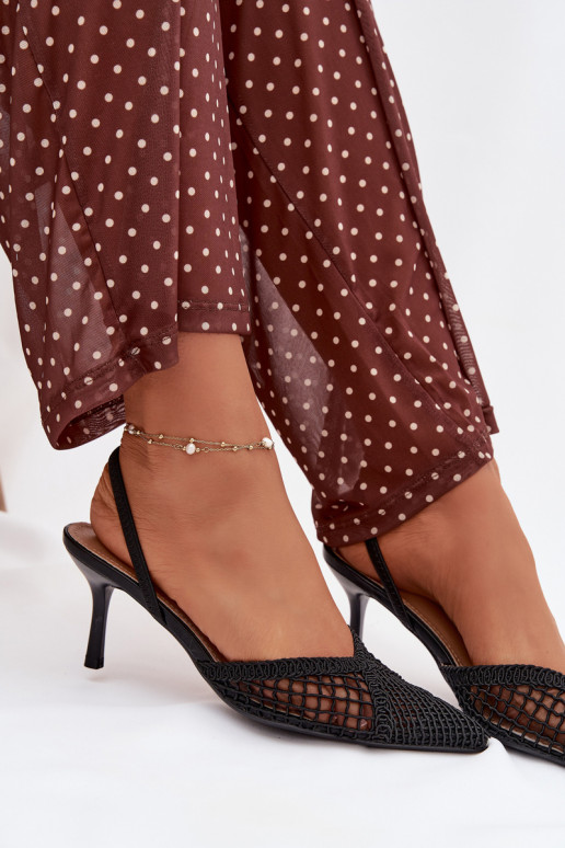 Woven Sandals on Heel Black Hanelis