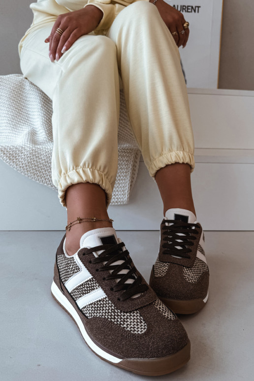 Buty Sportowe Sneakersy Damskie Brązowe Soretta