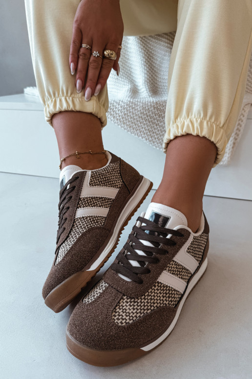 Buty Sportowe Sneakersy Damskie Brązowe Soretta