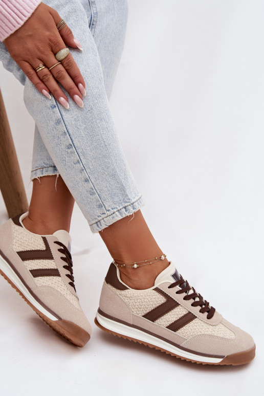 Buty Sportowe Sneakersy Damskie Beżowe Soretta