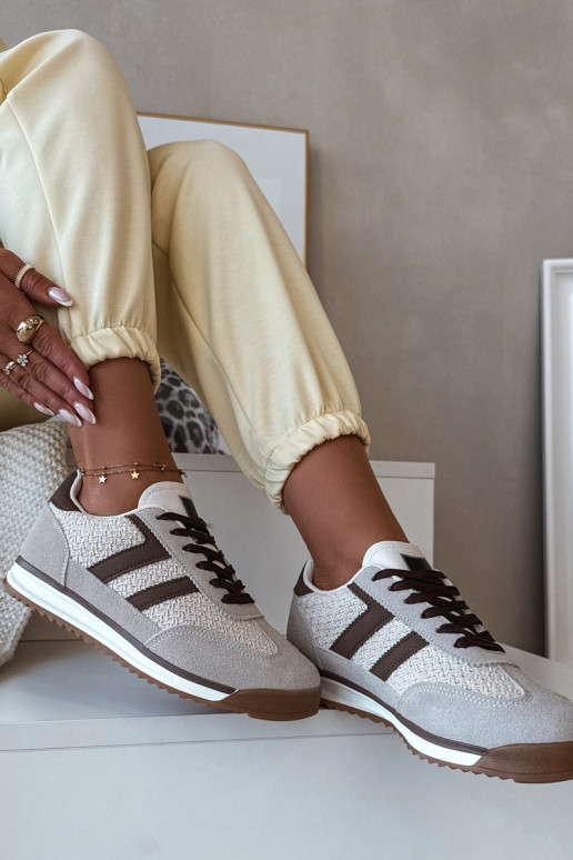 Buty Sportowe Sneakersy Damskie Beżowe Soretta