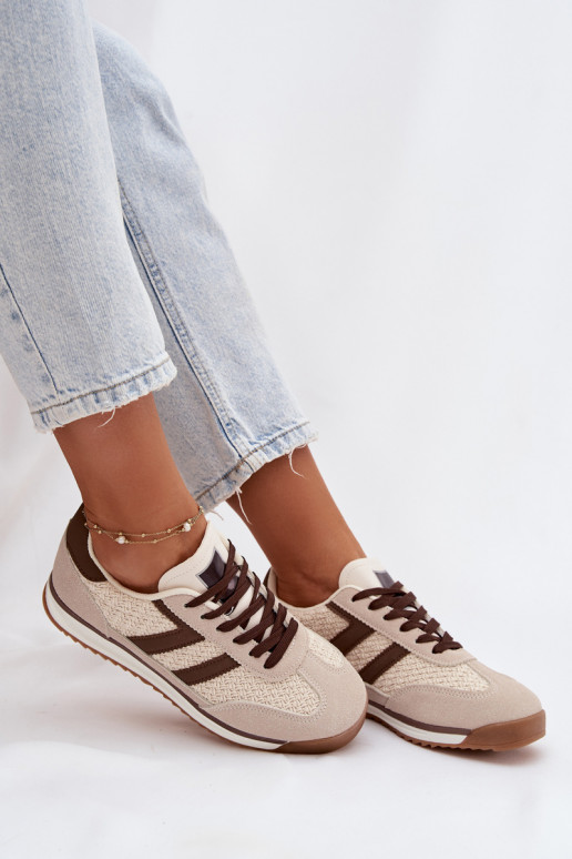 Buty Sportowe Sneakersy Damskie Beżowe Soretta