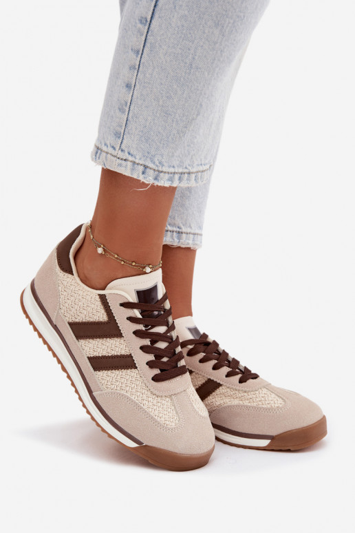 Buty Sportowe Sneakersy Damskie Beżowe Soretta