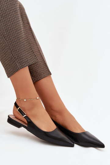 Iverelle Black Ballerinas with Gold Buckle