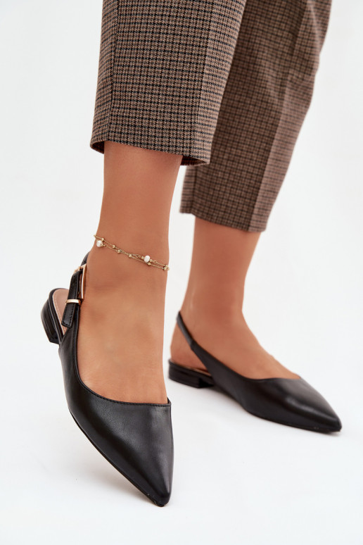 Iverelle Black Ballerinas with Gold Buckle