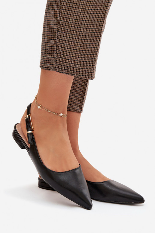 Iverelle Black Ballerinas with Gold Buckle