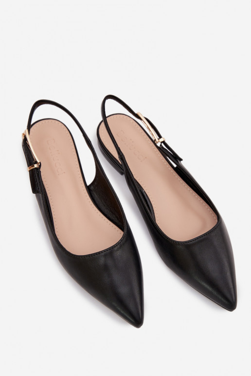 Iverelle Black Ballerinas with Gold Buckle