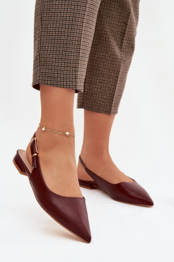 Iverelle Burgundy Ballerinas with Gold Buckle