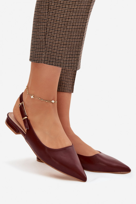 Iverelle Burgundy Ballerinas with Gold Buckle