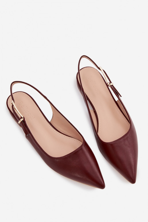 Iverelle Burgundy Ballerinas with Gold Buckle