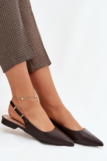 Iverelle Chocolate Ballerinas with Gold Buckle