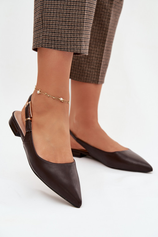 Iverelle Chocolate Ballerinas with Gold Buckle