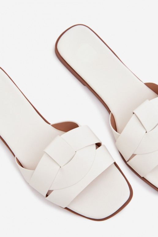 Women's Flat White Slides With Straps Marissae