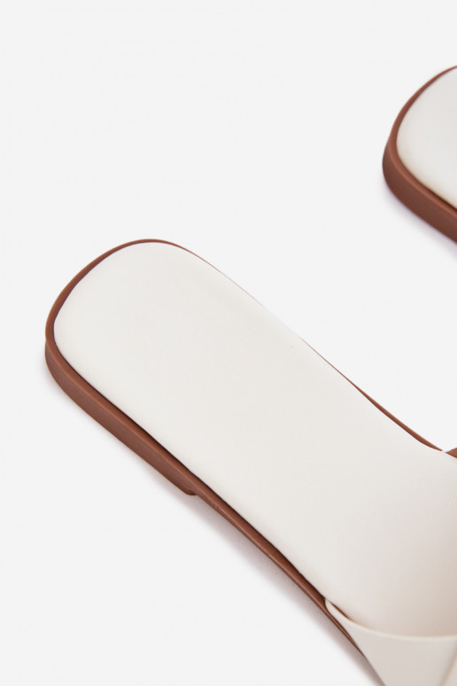 Women's Flat White Slides With Straps Marissae