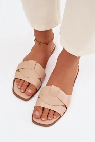 Women's Flat Beige Slides With Straps Marissae 2