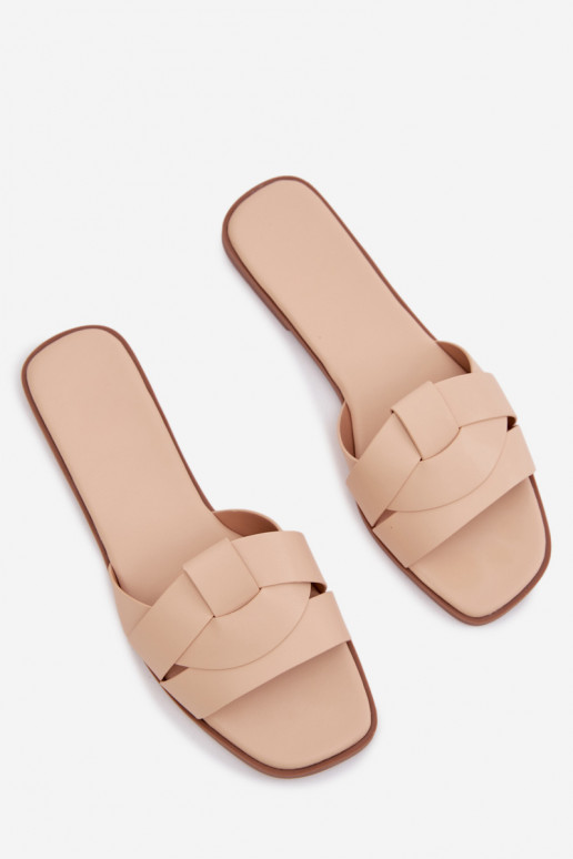 Women's Flat Beige Slides With Straps Marissae
