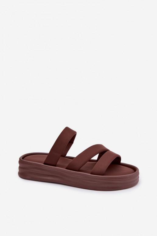 Material Women's Platform Sandals With Straps Chocolate Liorine