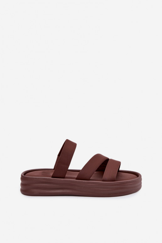 Material Women's Platform Sandals With Straps Chocolate Liorine