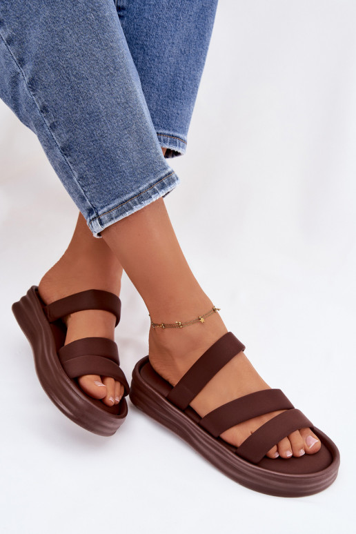 Material Women's Platform Sandals With Straps Chocolate Liorine