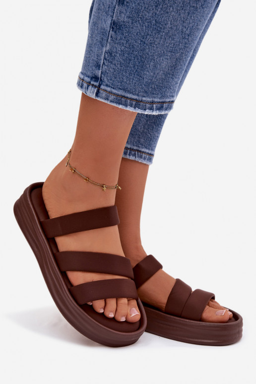 Material Women's Platform Sandals With Straps Chocolate Liorine