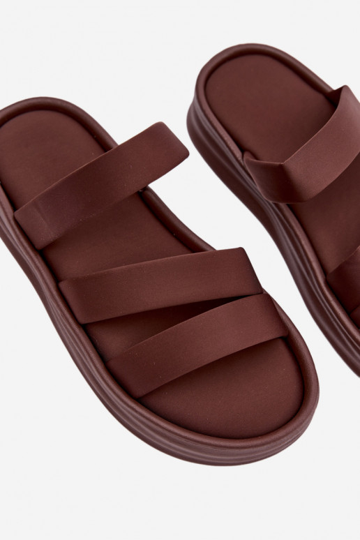 Material Women's Platform Sandals With Straps Chocolate Liorine