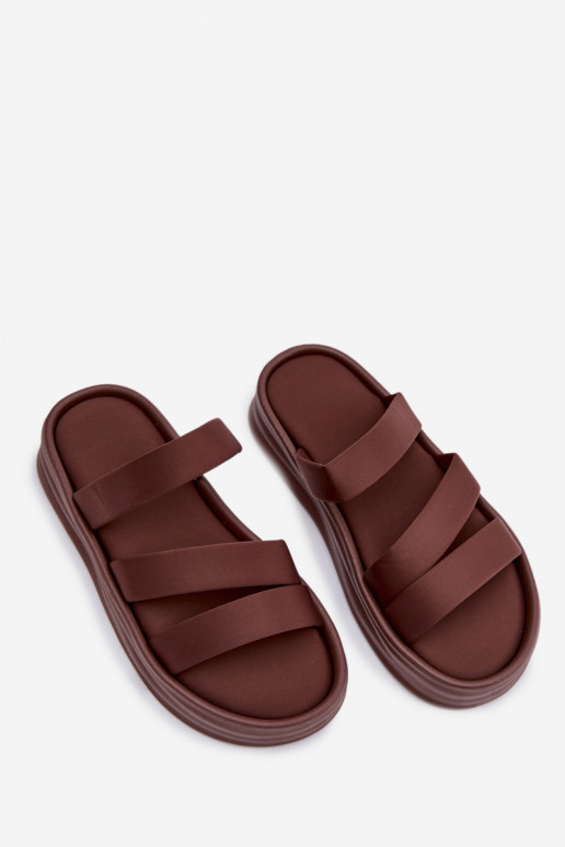Material Women's Platform Sandals With Straps Chocolate Liorine
