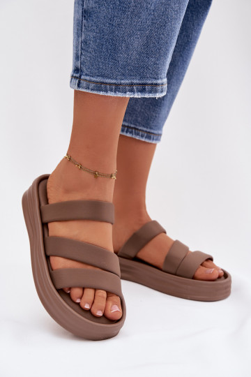 Material Women's Platform Sandals With Straps Khaki Liorine 2