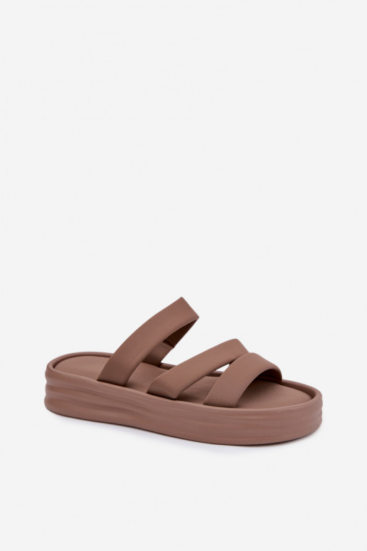 Material Women's Platform Sandals With Straps Khaki Liorine