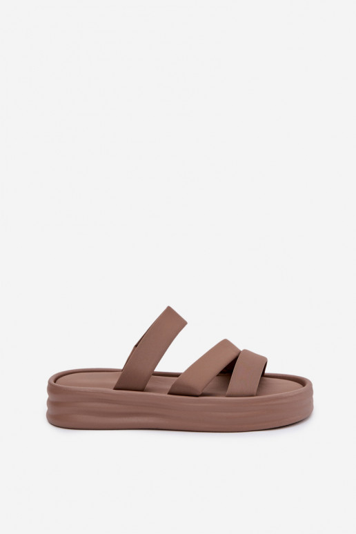 Material Women's Platform Sandals With Straps Khaki Liorine