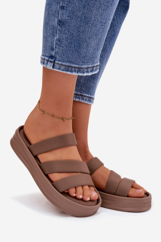 Material Women's Platform Sandals With Straps Khaki Liorine