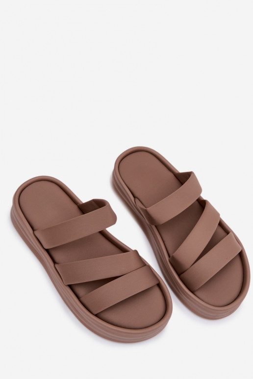 Material Women's Platform Sandals With Straps Khaki Liorine