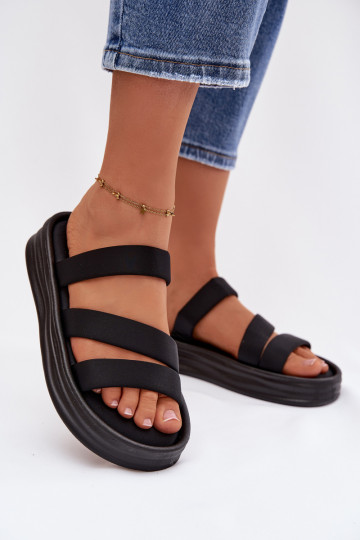 Material Women's Platform Sandals With Straps Black Liorine 2