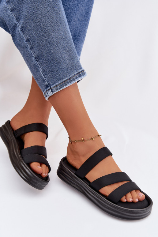 Material Women's Platform Sandals With Straps Black Liorine