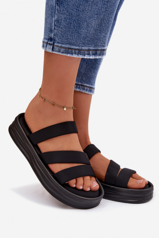 Material Women's Platform Sandals With Straps Black Liorine