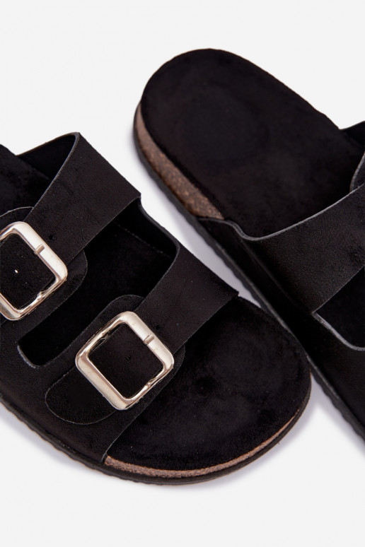 Women's Slide Sandals With Buckles Black Oliena