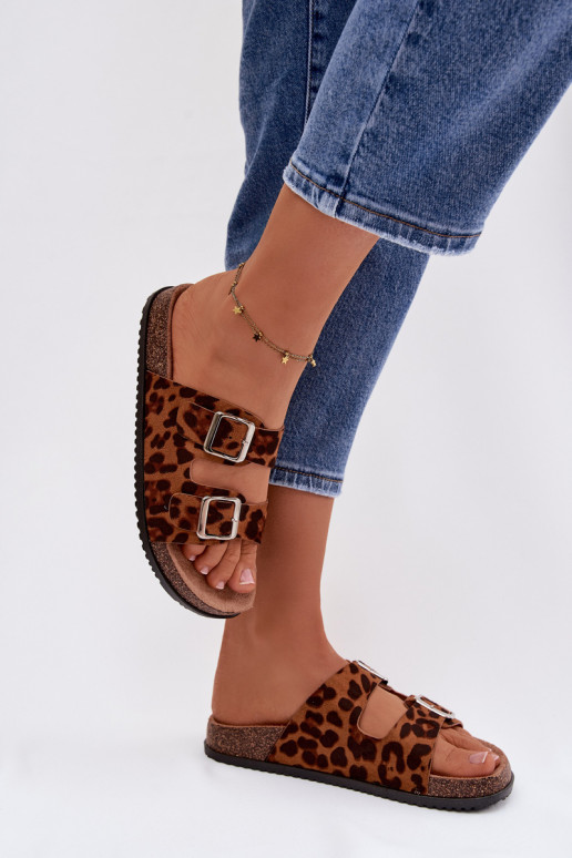 Women's Slippers With Straps Leopard Oliena