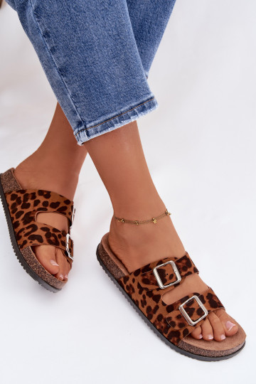 Women's Slippers With Straps Leopard Oliena 2