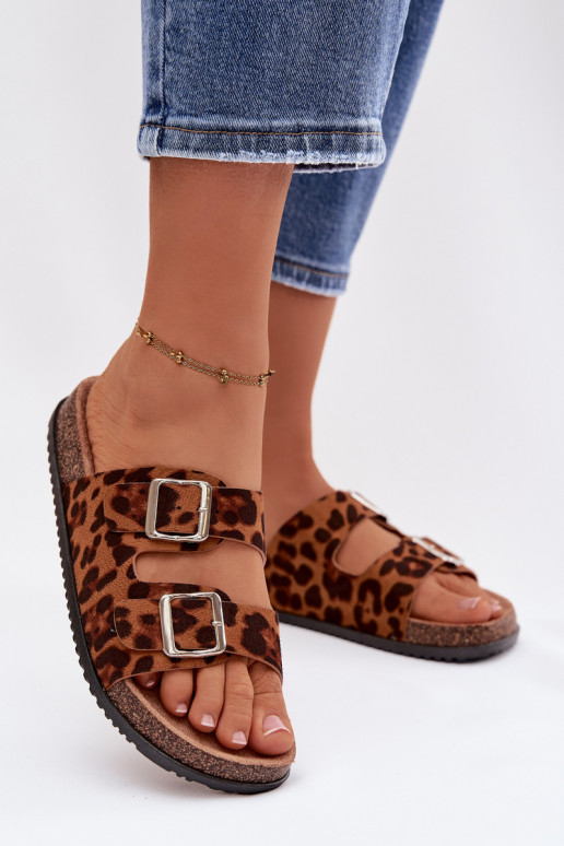 Women's Slippers With Straps Leopard Oliena