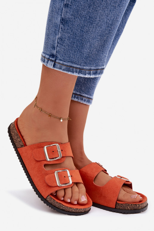 Klapki DamskiewithKlamrami Pomarańczowe Oliena